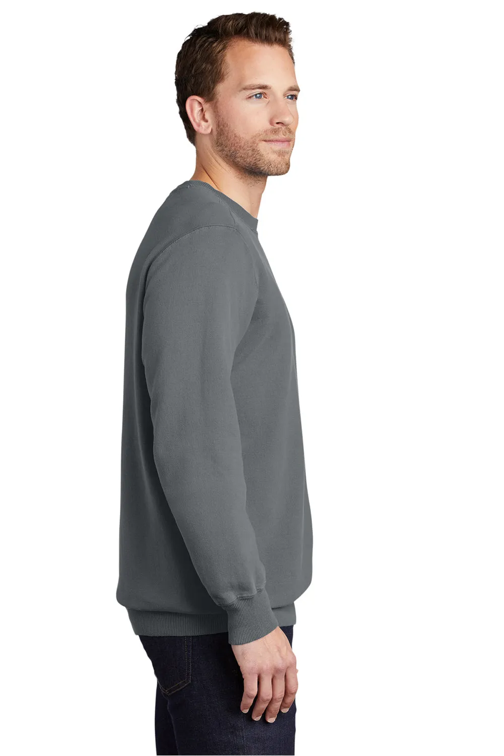 Port & Company Mens Beach Wash Fleece Crewneck Sweatshirt - Pewter Grey