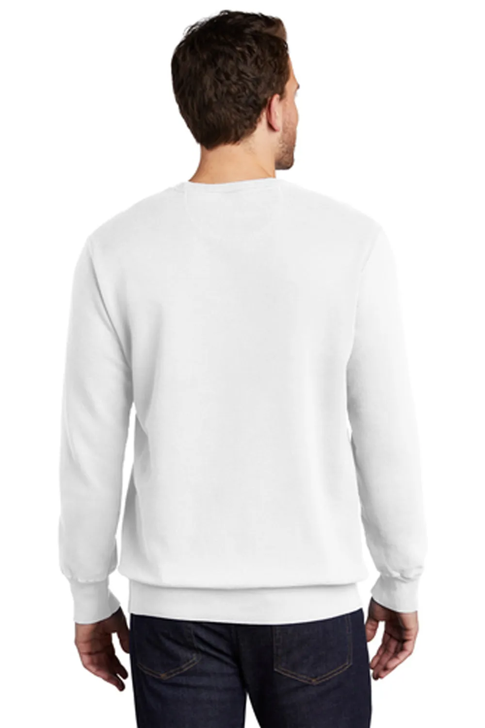 Port & Company Mens Beach Wash Fleece Crewneck Sweatshirt - White