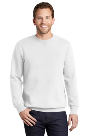 Port & Company Mens Beach Wash Fleece Crewneck Sweatshirt - White