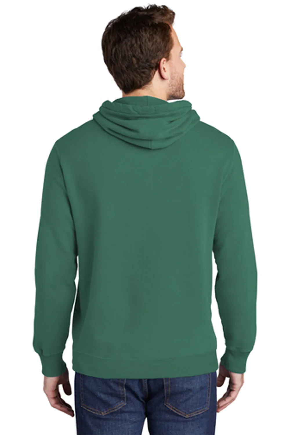 Port & Company Mens Beach Wash Fleece Hooded Sweatshirt Hoodie w/ Pouch Pocket - Nordic Green