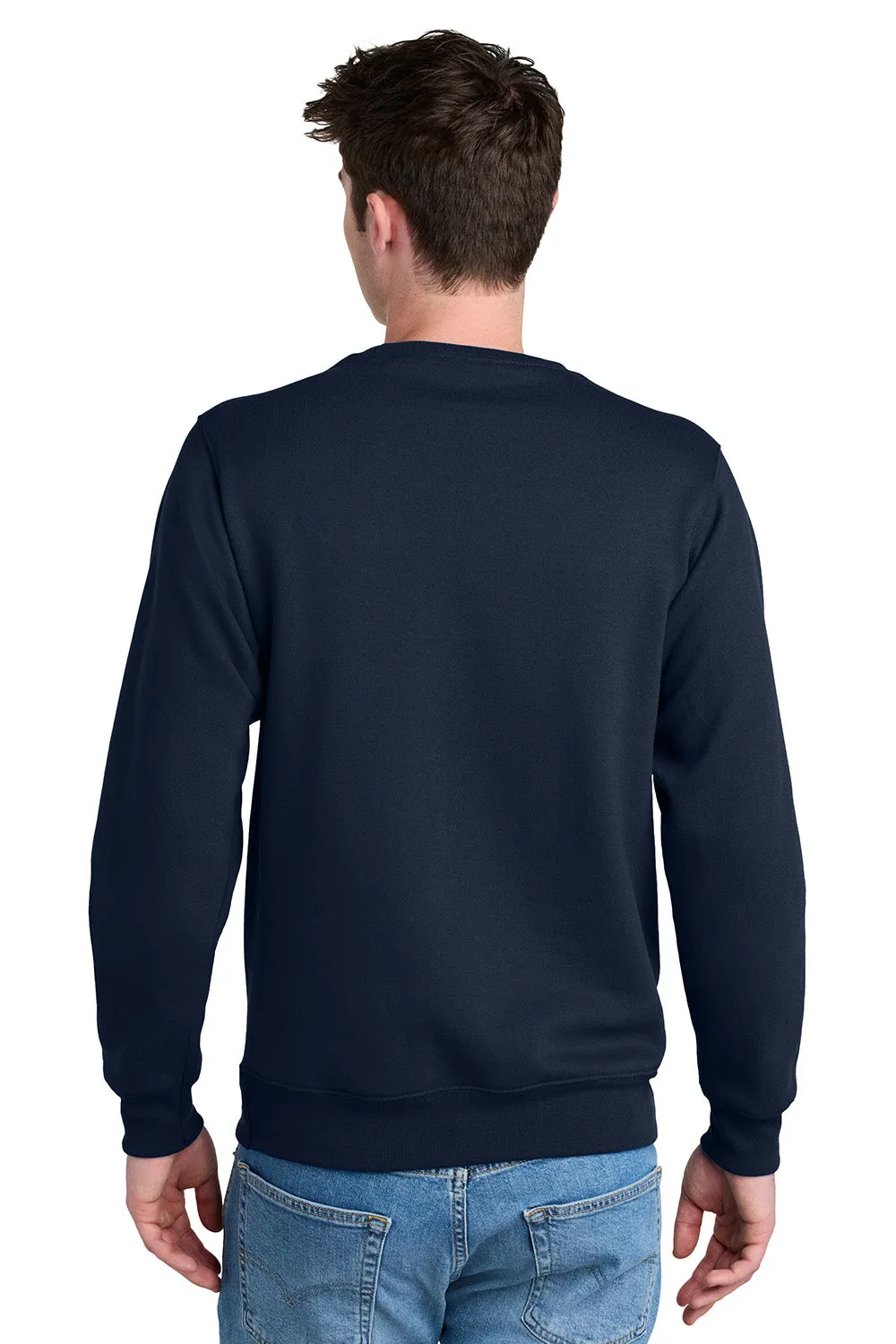 Port & Company Mens Core Fleece Crewneck Sweatshirt w/ Pouch Pocket - True Navy Blue