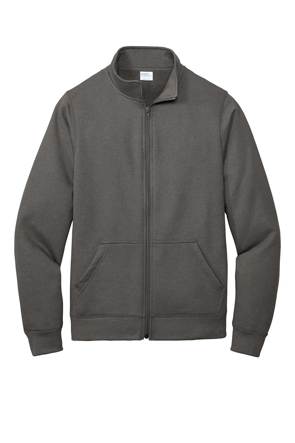 Port & Company Mens Core Fleece Full Zip Sweatshirt w/ Pockets - Charcoal Grey