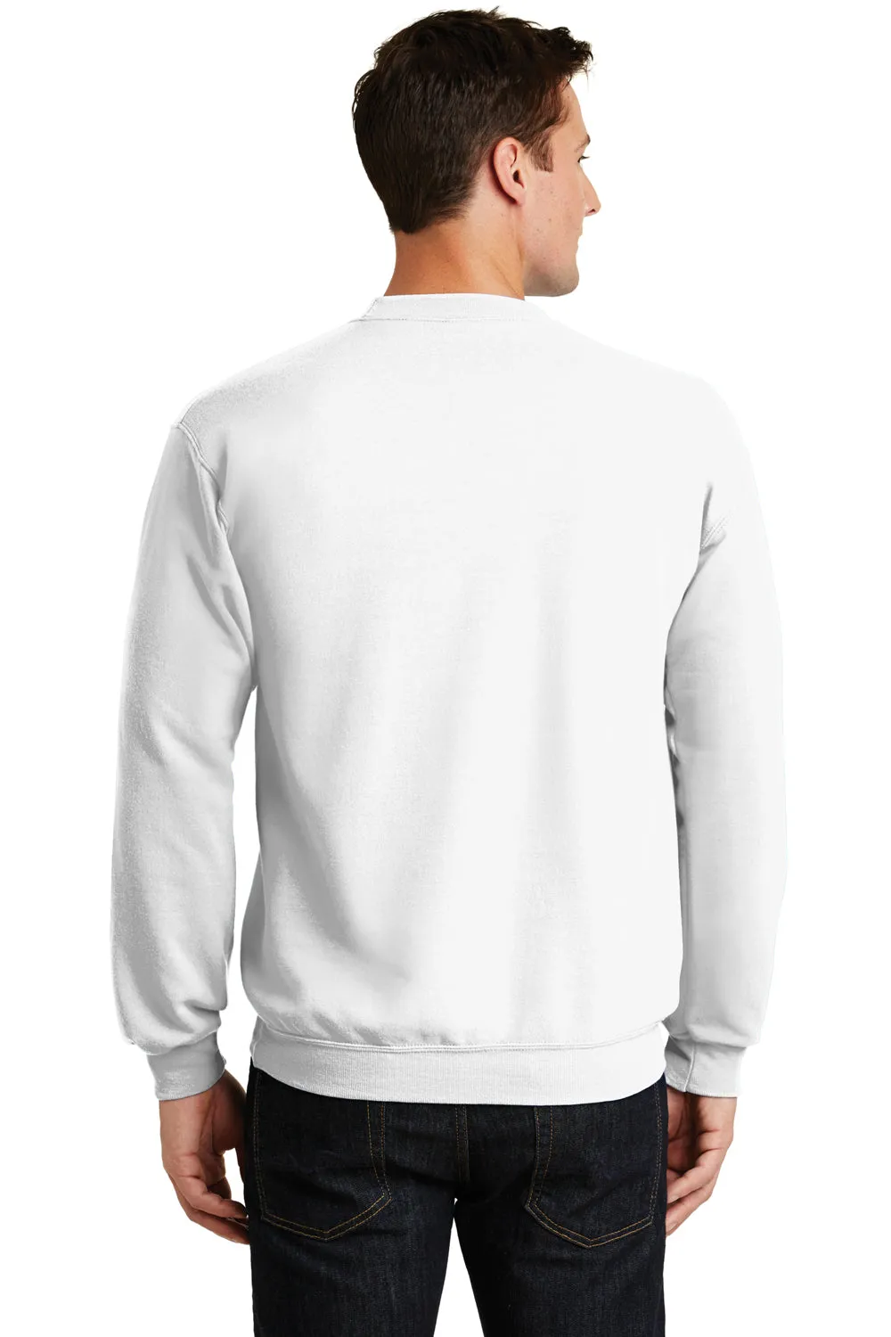 Port & Company Mens Core Pill Resistant Fleece Crewneck Sweatshirt - White