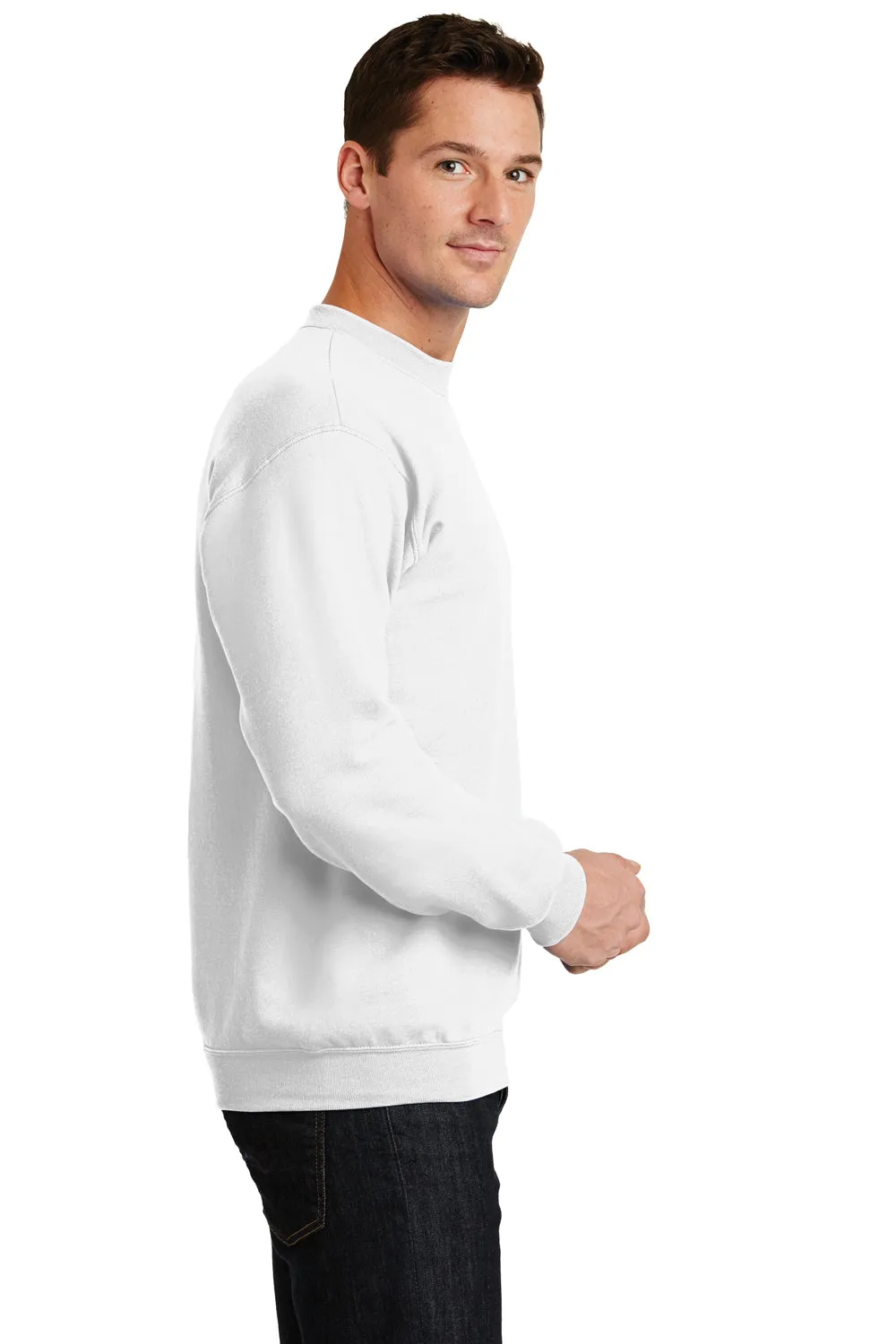 Port & Company Mens Core Pill Resistant Fleece Crewneck Sweatshirt - White