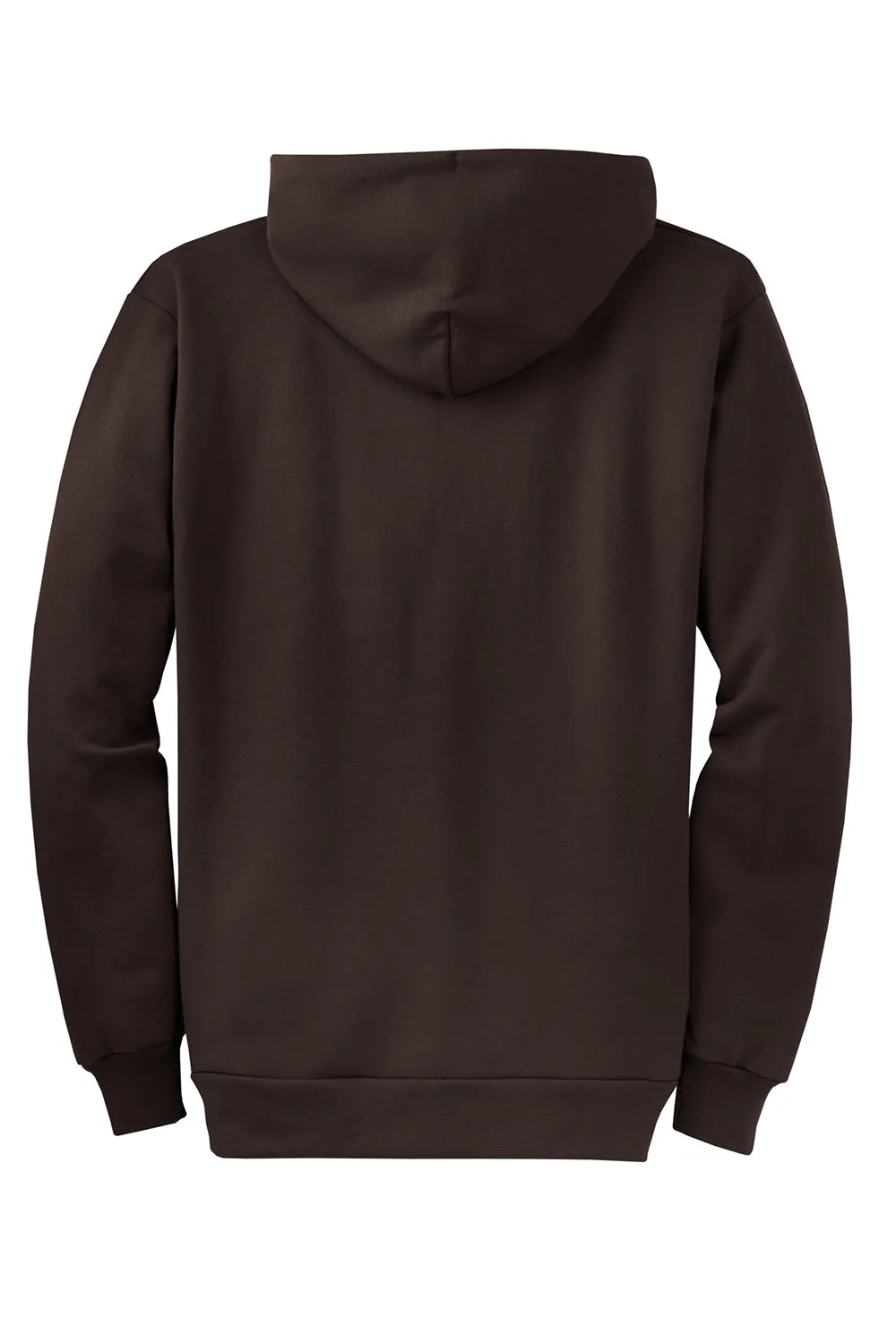 Port & Company Mens Core Pill Resistant Fleece Full Zip Hooded Sweatshirt Hoodie w/ Pockets - Dark Chocolate Brown