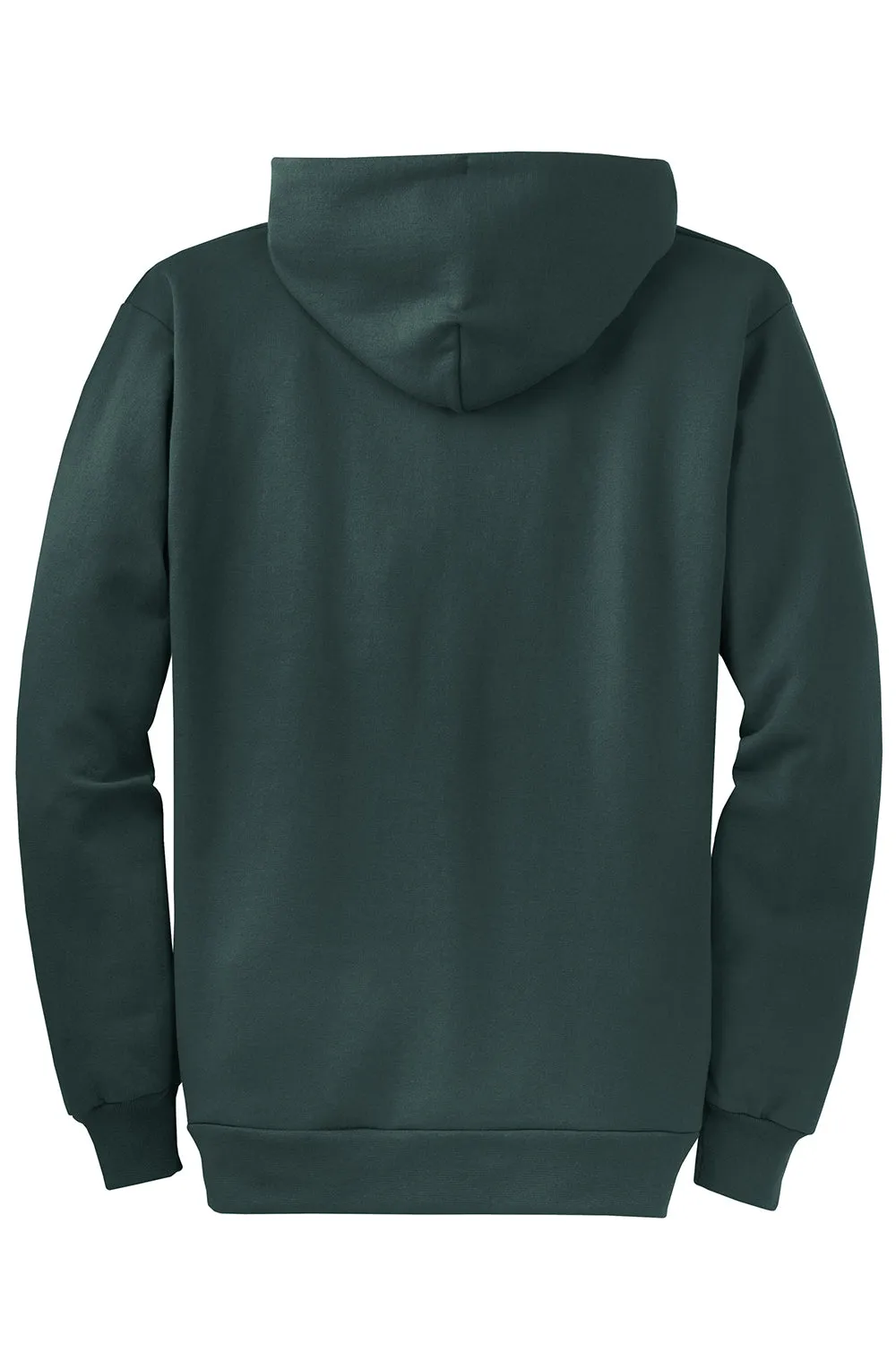 Port & Company Mens Core Pill Resistant Fleece Full Zip Hooded Sweatshirt Hoodie w/ Pockets - Dark Green