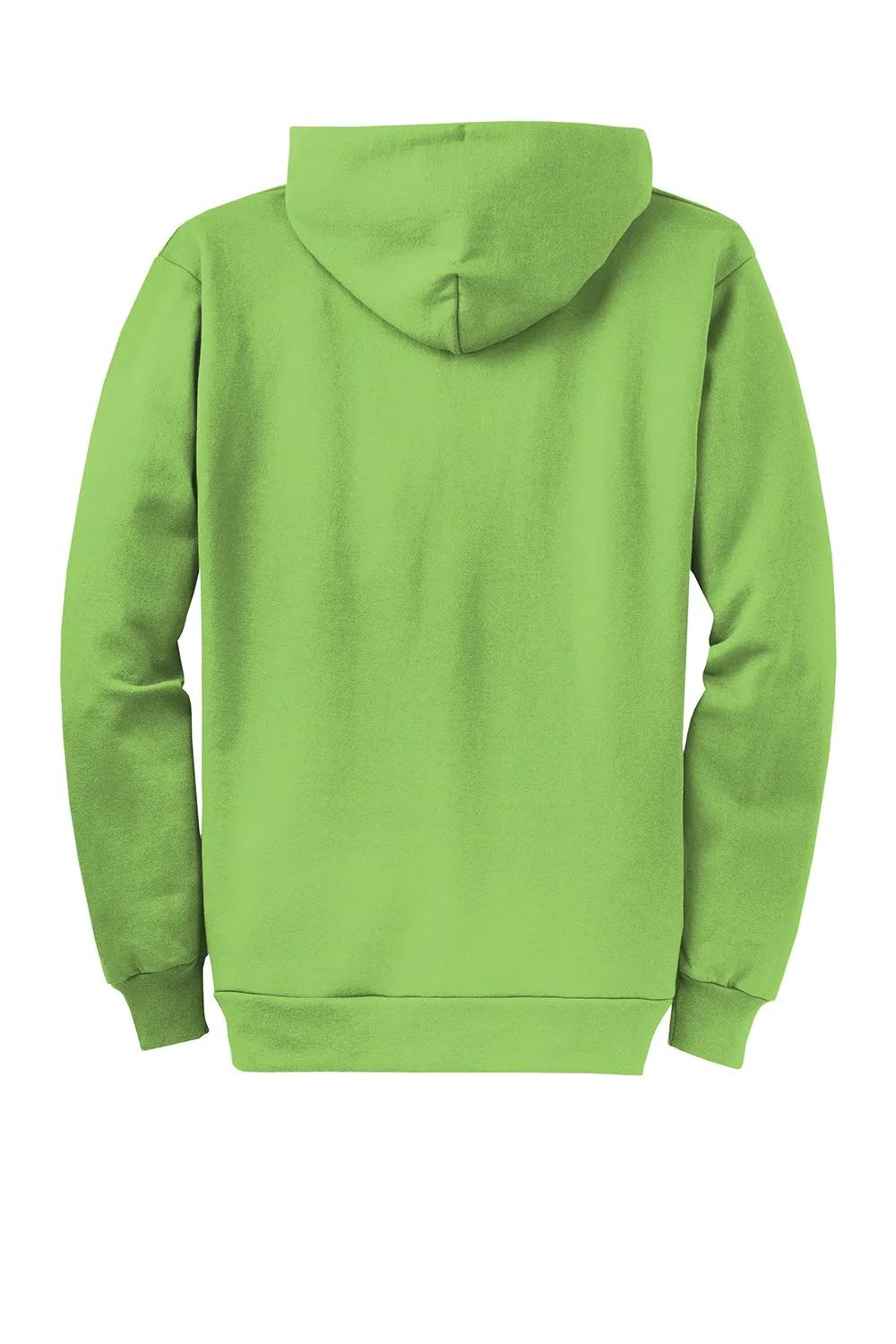 Port & Company Mens Core Pill Resistant Fleece Full Zip Hooded Sweatshirt Hoodie w/ Pockets - Lime Green