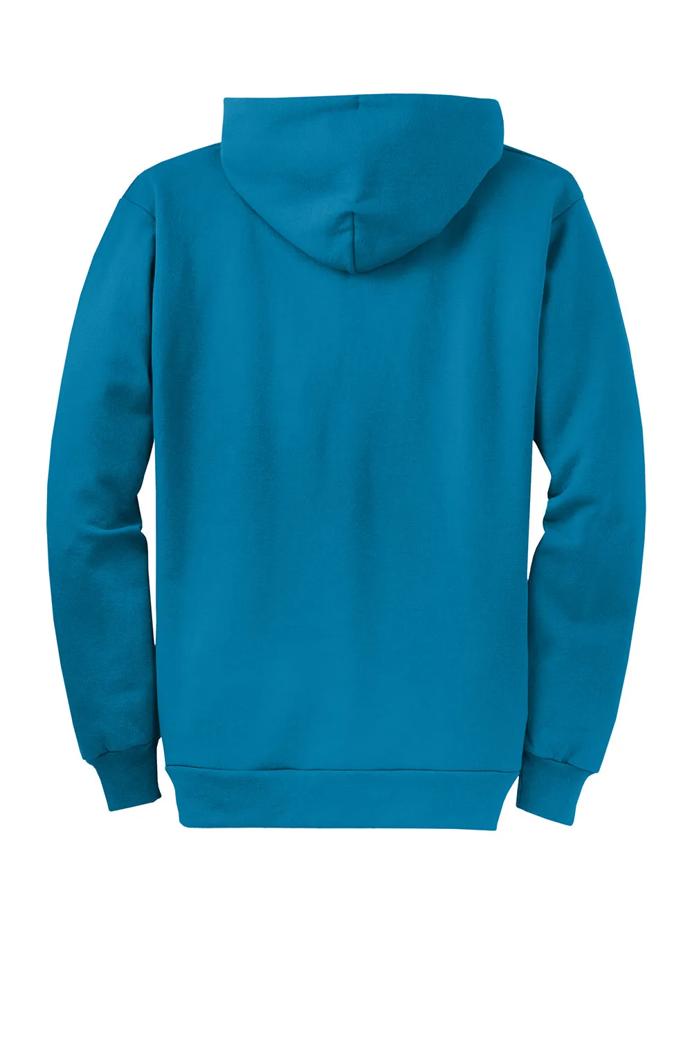 Port & Company Mens Core Pill Resistant Fleece Full Zip Hooded Sweatshirt Hoodie w/ Pockets - Neon Blue
