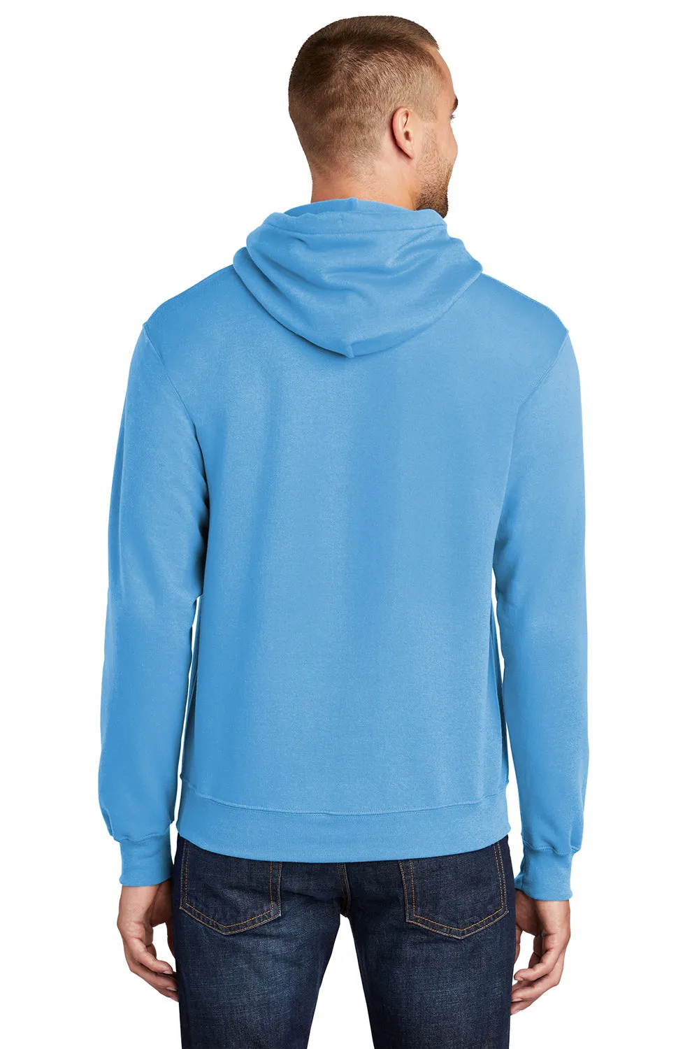 Port & Company Mens Core Pill Resistant Fleece Hooded Sweatshirt Hoodie w/ Pouch Pocket - Aquatic Blue