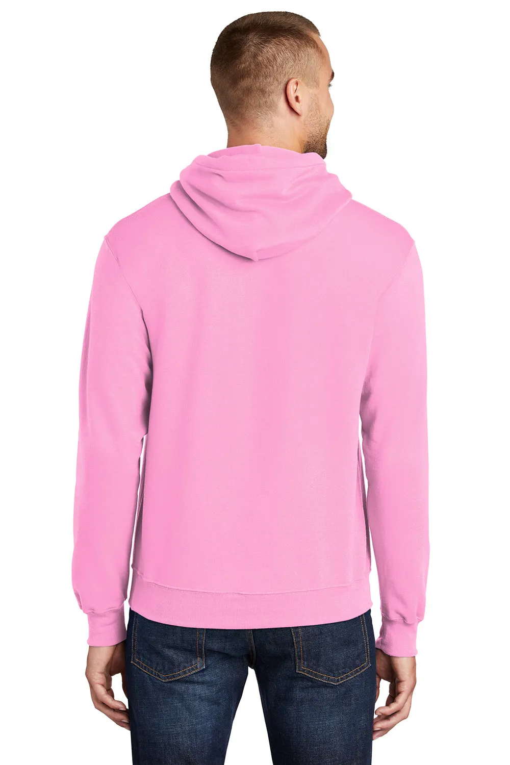 Port & Company Mens Core Pill Resistant Fleece Hooded Sweatshirt Hoodie w/ Pouch Pocket - Candy Pink