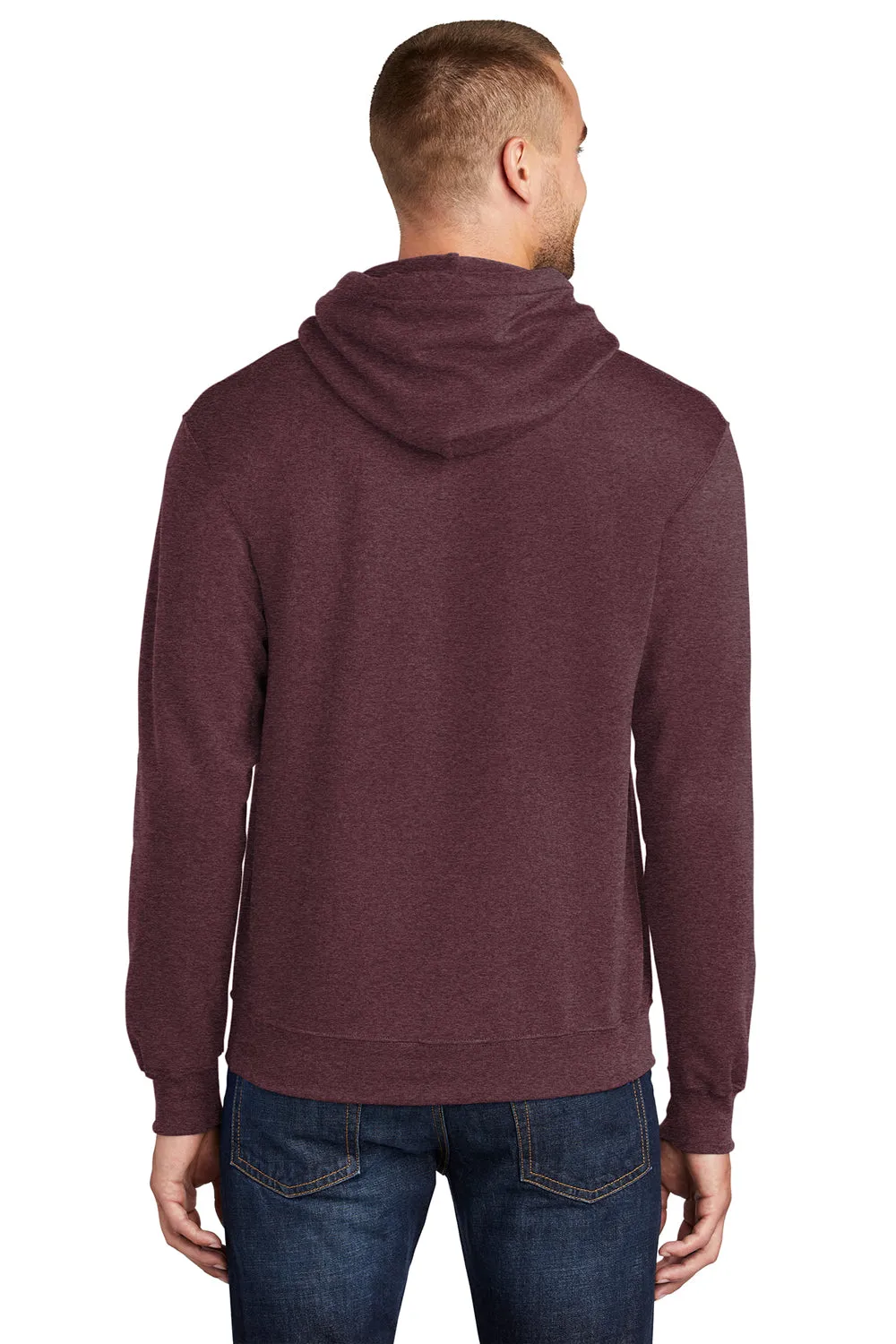 Port & Company Mens Core Pill Resistant Fleece Hooded Sweatshirt Hoodie w/ Pouch Pocket - Heather Athletic Maroon