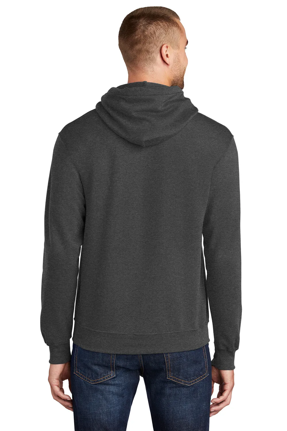 Port & Company Mens Core Pill Resistant Fleece Hooded Sweatshirt Hoodie w/ Pouch Pocket - Heather Dark Grey