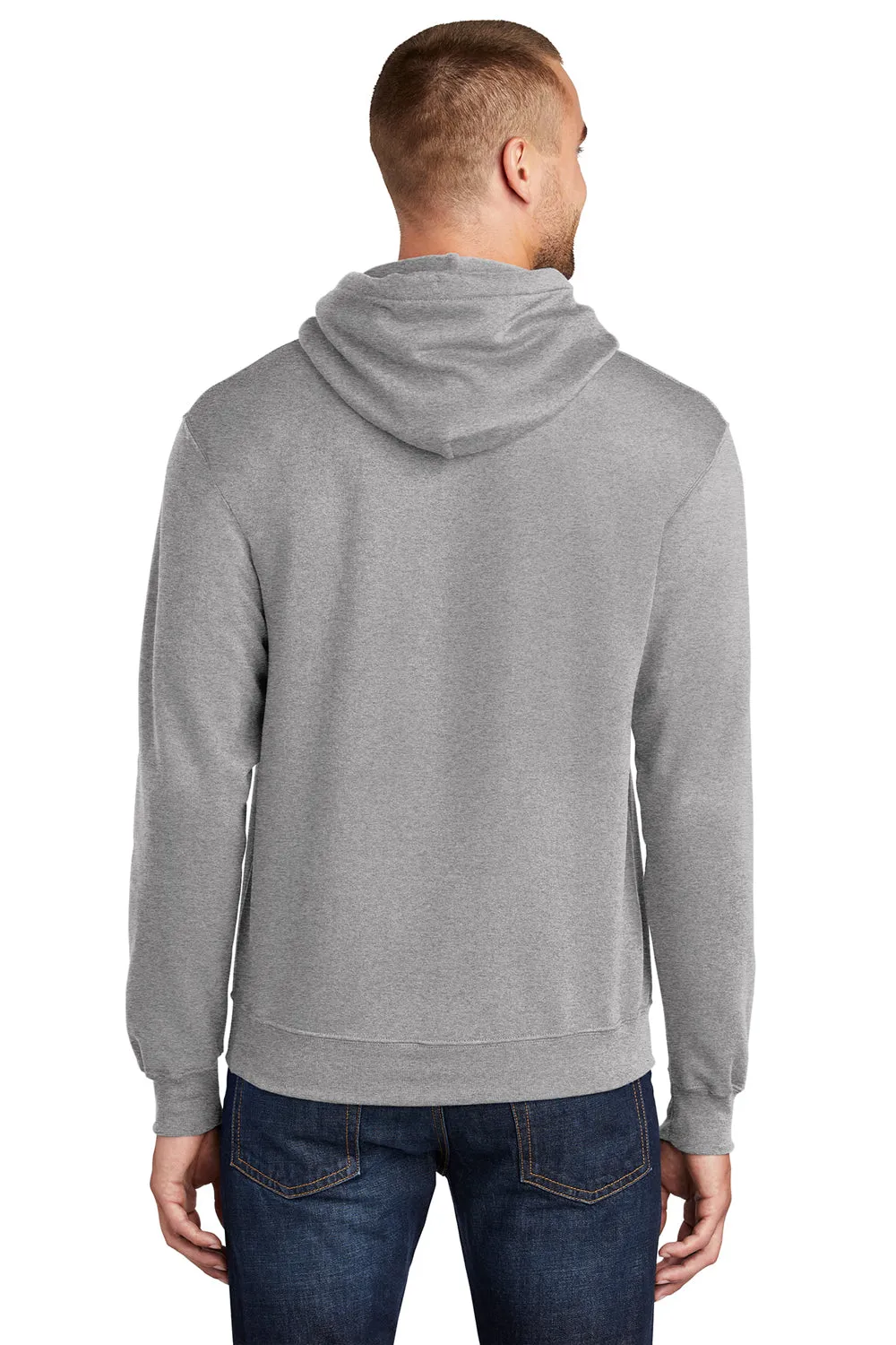 Port & Company Mens Core Pill Resistant Fleece Hooded Sweatshirt Hoodie w/ Pouch Pocket - Heather Grey