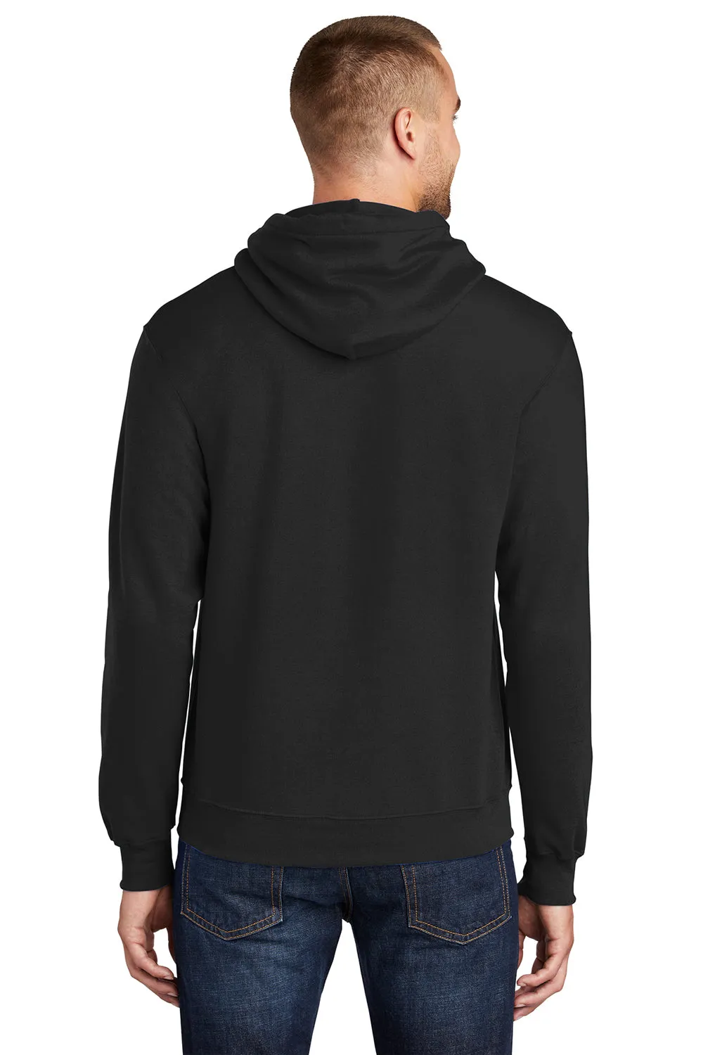 Port & Company Mens Core Pill Resistant Fleece Hooded Sweatshirt Hoodie w/ Pouch Pocket - Jet Black