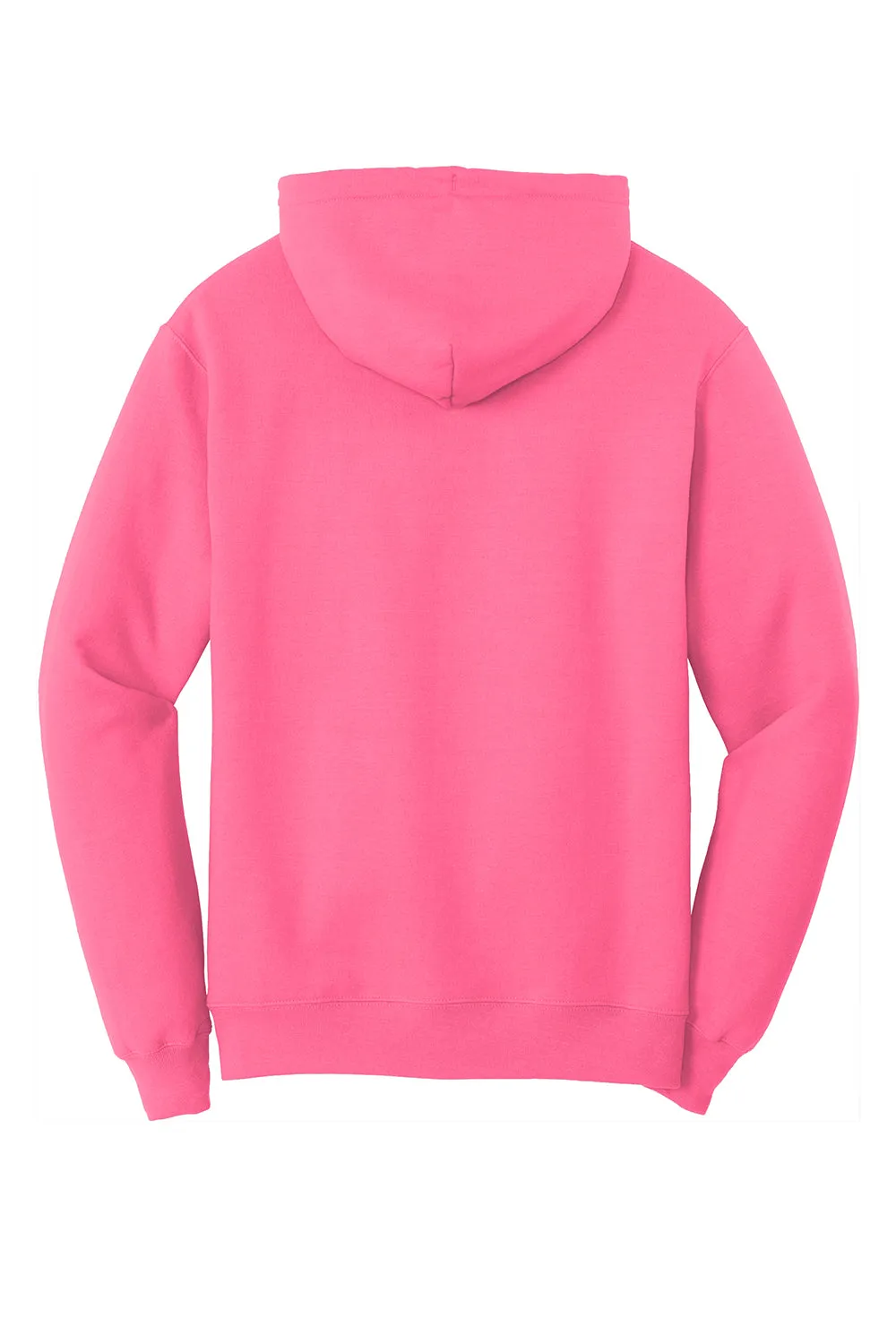 Port & Company Mens Core Pill Resistant Fleece Hooded Sweatshirt Hoodie w/ Pouch Pocket - Neon Pink