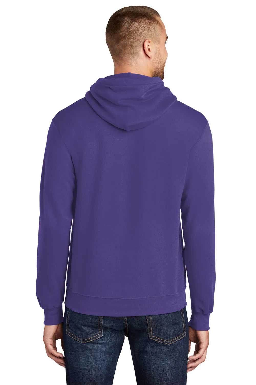 Port & Company Mens Core Pill Resistant Fleece Hooded Sweatshirt Hoodie w/ Pouch Pocket - Purple