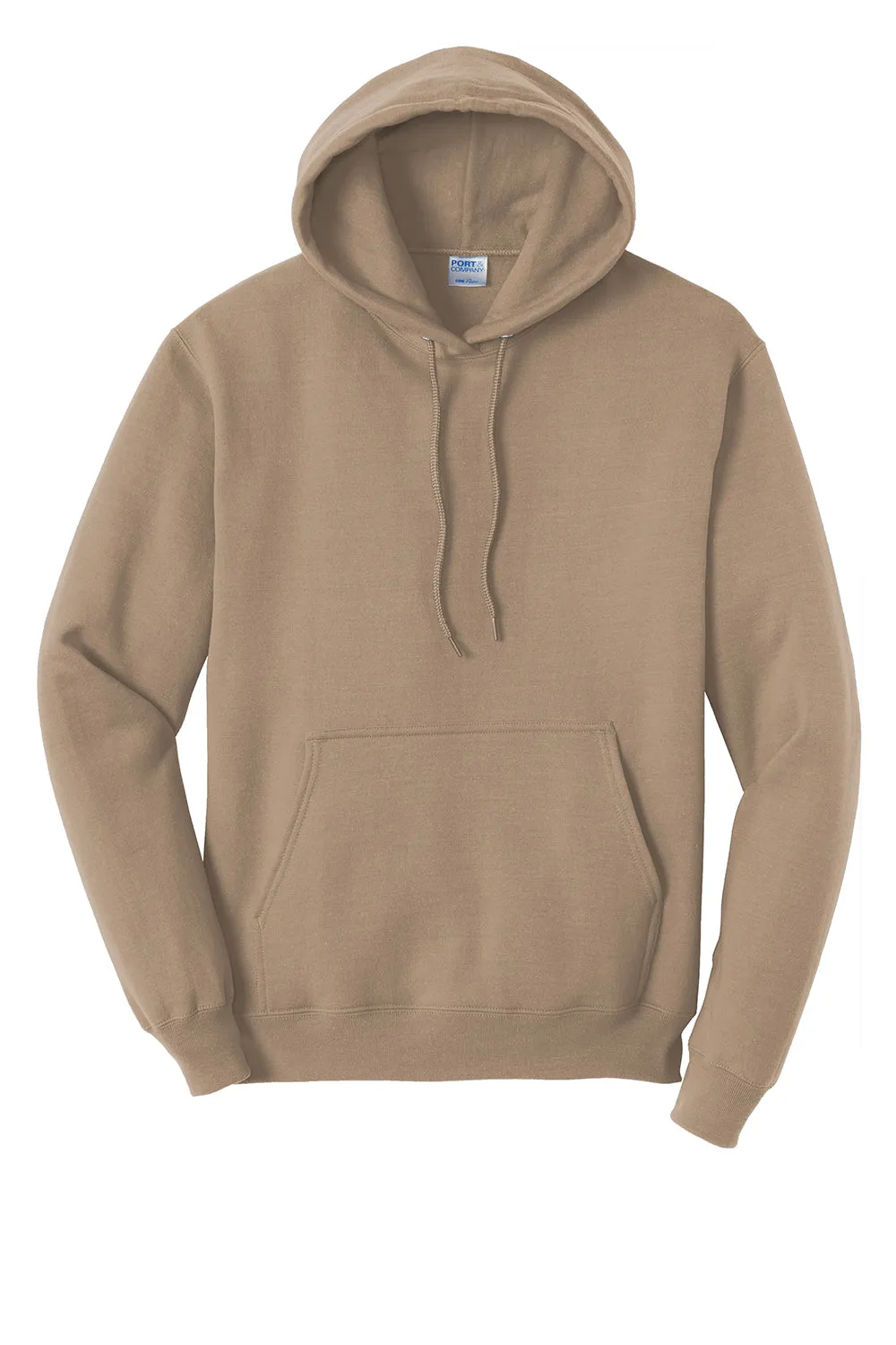 Port & Company Mens Core Pill Resistant Fleece Hooded Sweatshirt Hoodie w/ Pouch Pocket - Sand Brown