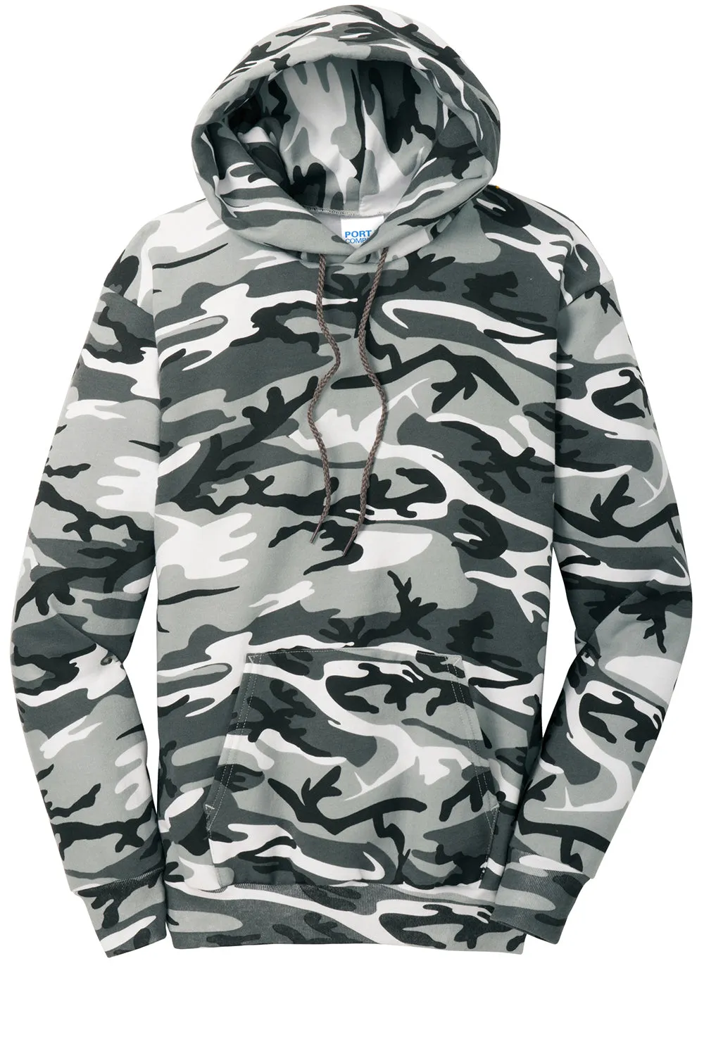 Port & Company Mens Core Pill Resistant Fleece Hooded Sweatshirt Hoodie w/ Pouch Pocket - Winter Camo