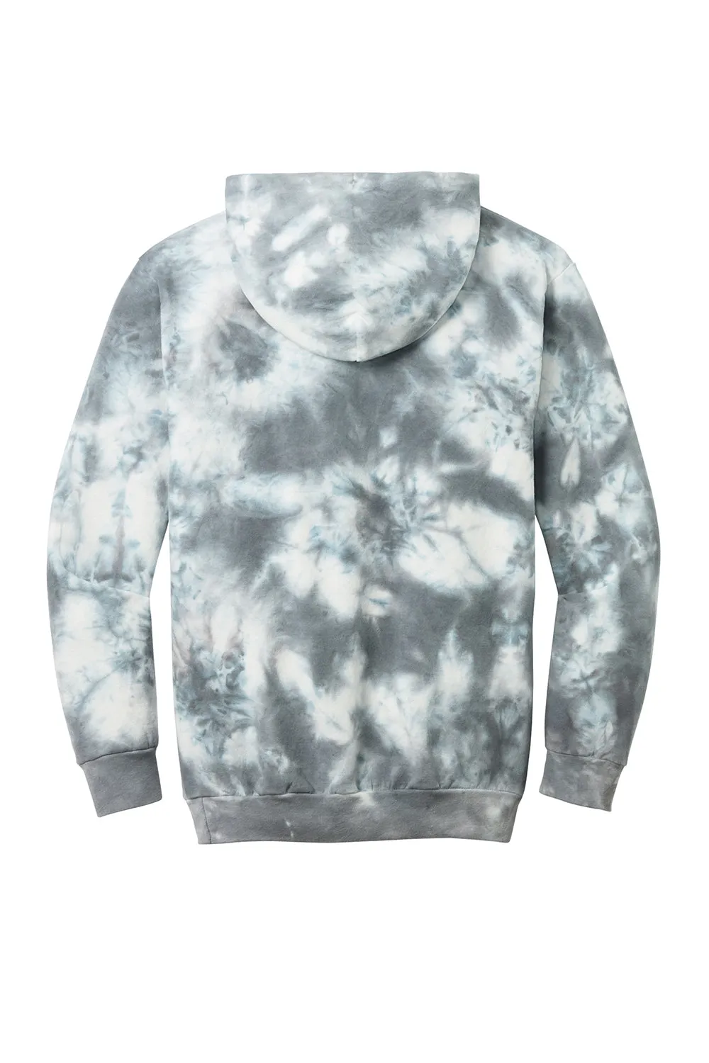 Port & Company Mens Crystal Tie-Dye Hooded Sweatshirt Hoodie w/ Pouch Pocket - Grey