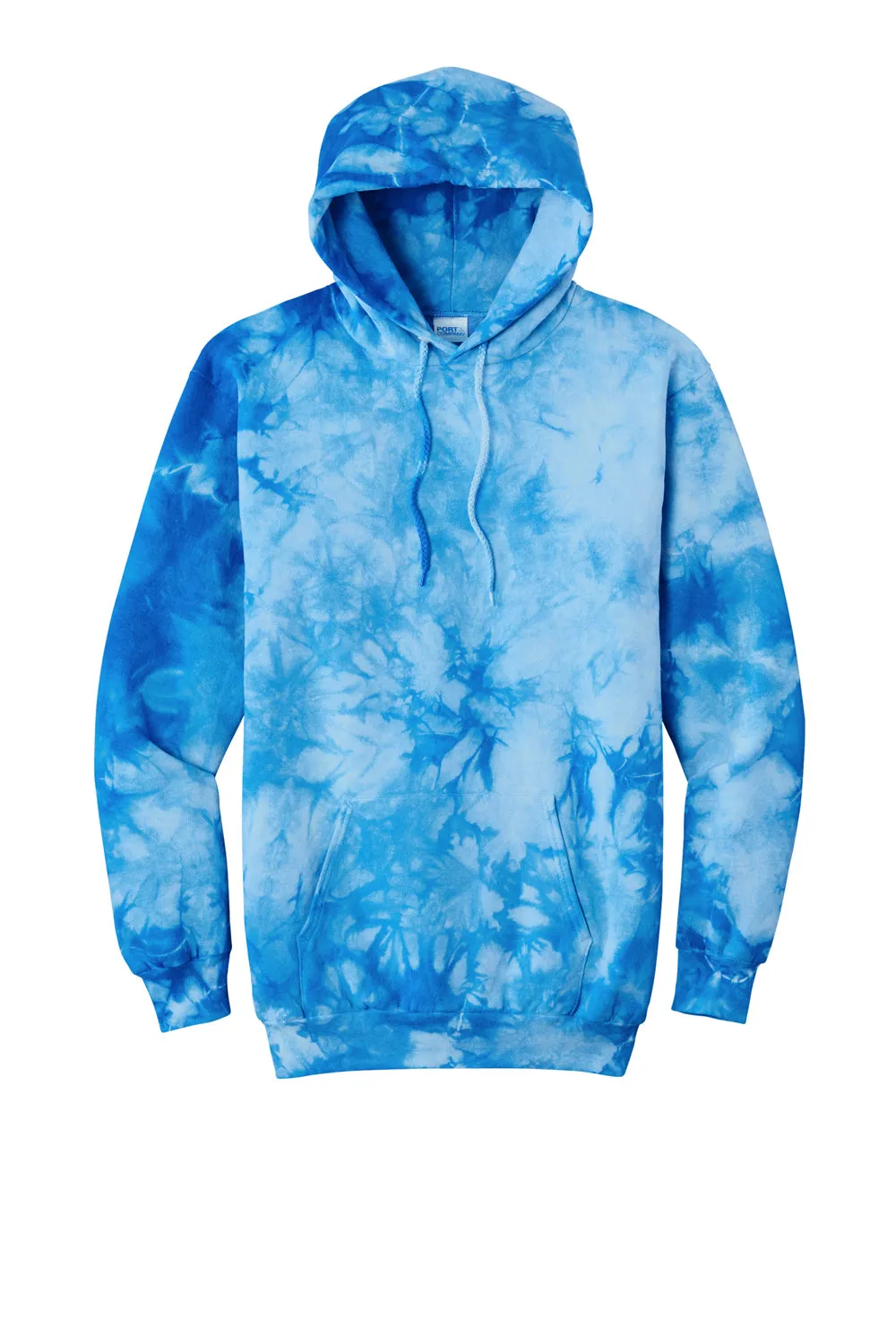 Port & Company Mens Crystal Tie-Dye Hooded Sweatshirt Hoodie w/ Pouch Pocket - Sky Blue