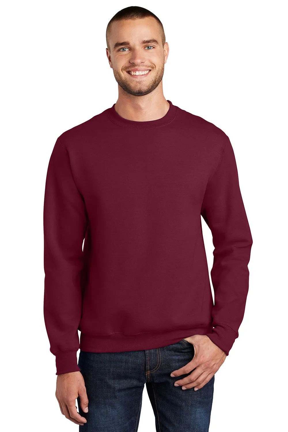 Port & Company Mens Essential Pill Resistant Fleece Crewneck Sweatshirt - Cardinal Red