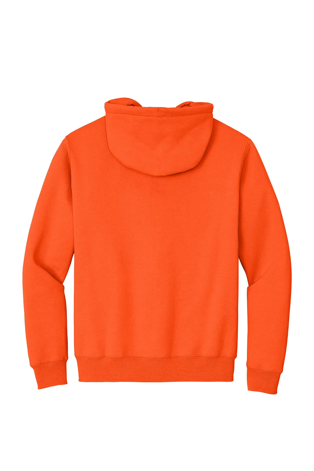 Port & Company Mens Essential Pill Resistant Fleece Full Zip Hooded Sweatshirt Hoodie w/ Pockets - Safety Orange