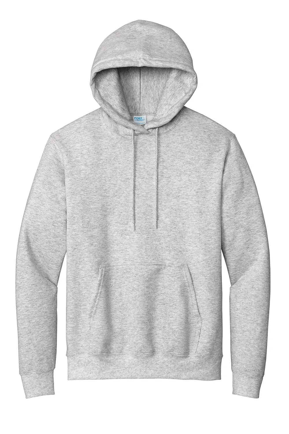 Port & Company Mens Essential Pill Resistant Fleece Hooded Sweatshirt Hoodie w/ Pouch Pocket - Ash Grey