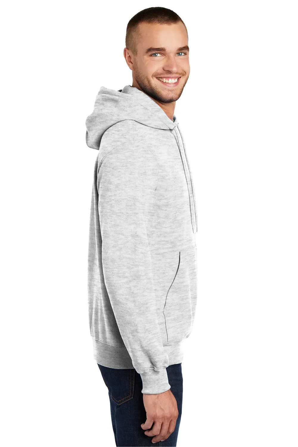 Port & Company Mens Essential Pill Resistant Fleece Hooded Sweatshirt Hoodie w/ Pouch Pocket - Ash Grey