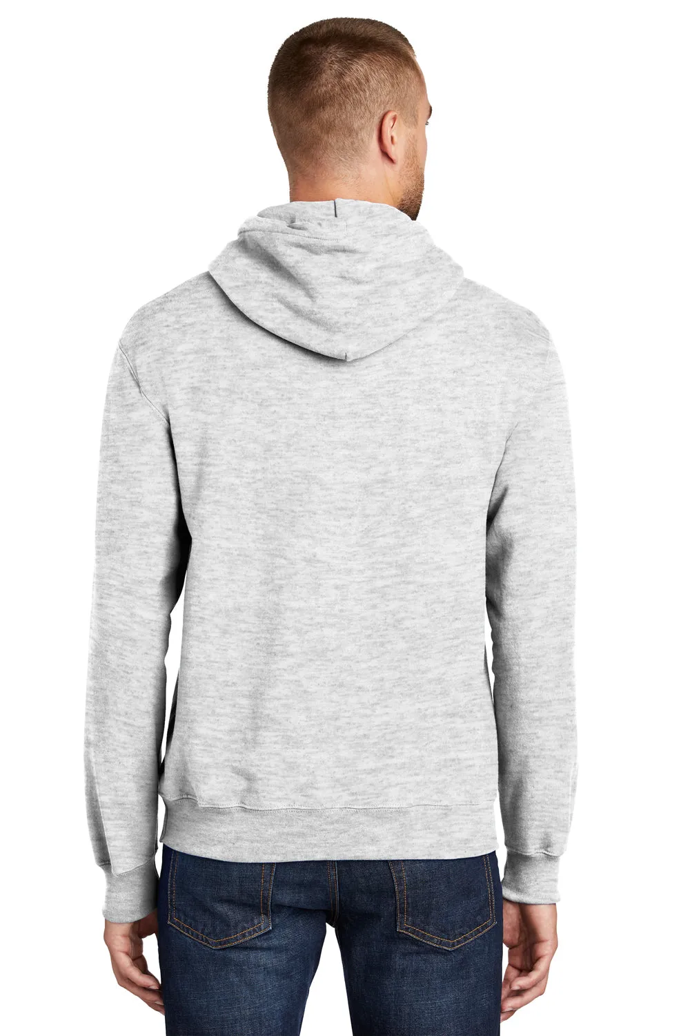 Port & Company Mens Essential Pill Resistant Fleece Hooded Sweatshirt Hoodie w/ Pouch Pocket - Ash Grey