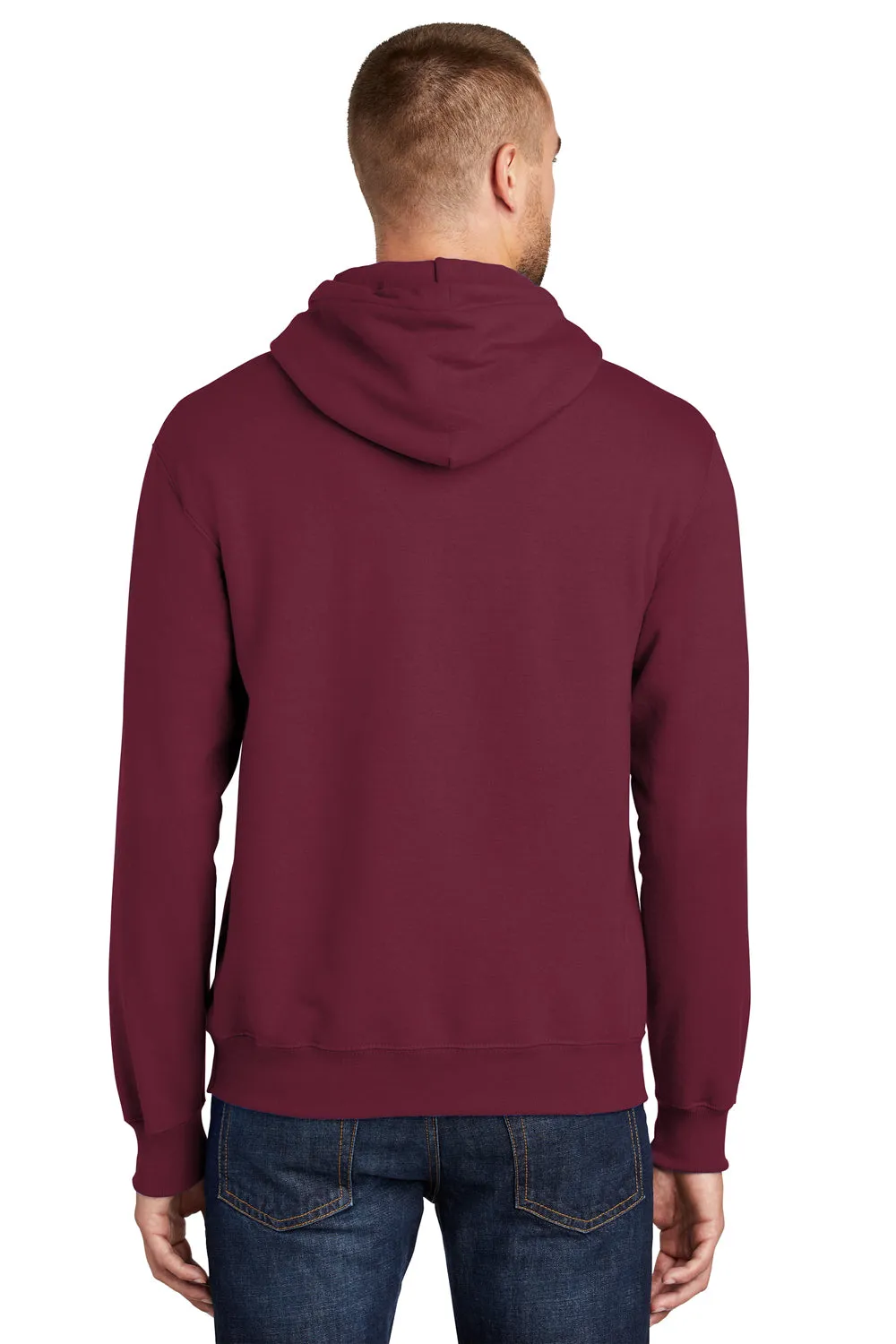 Port & Company Mens Essential Pill Resistant Fleece Hooded Sweatshirt Hoodie w/ Pouch Pocket - Cardinal Red