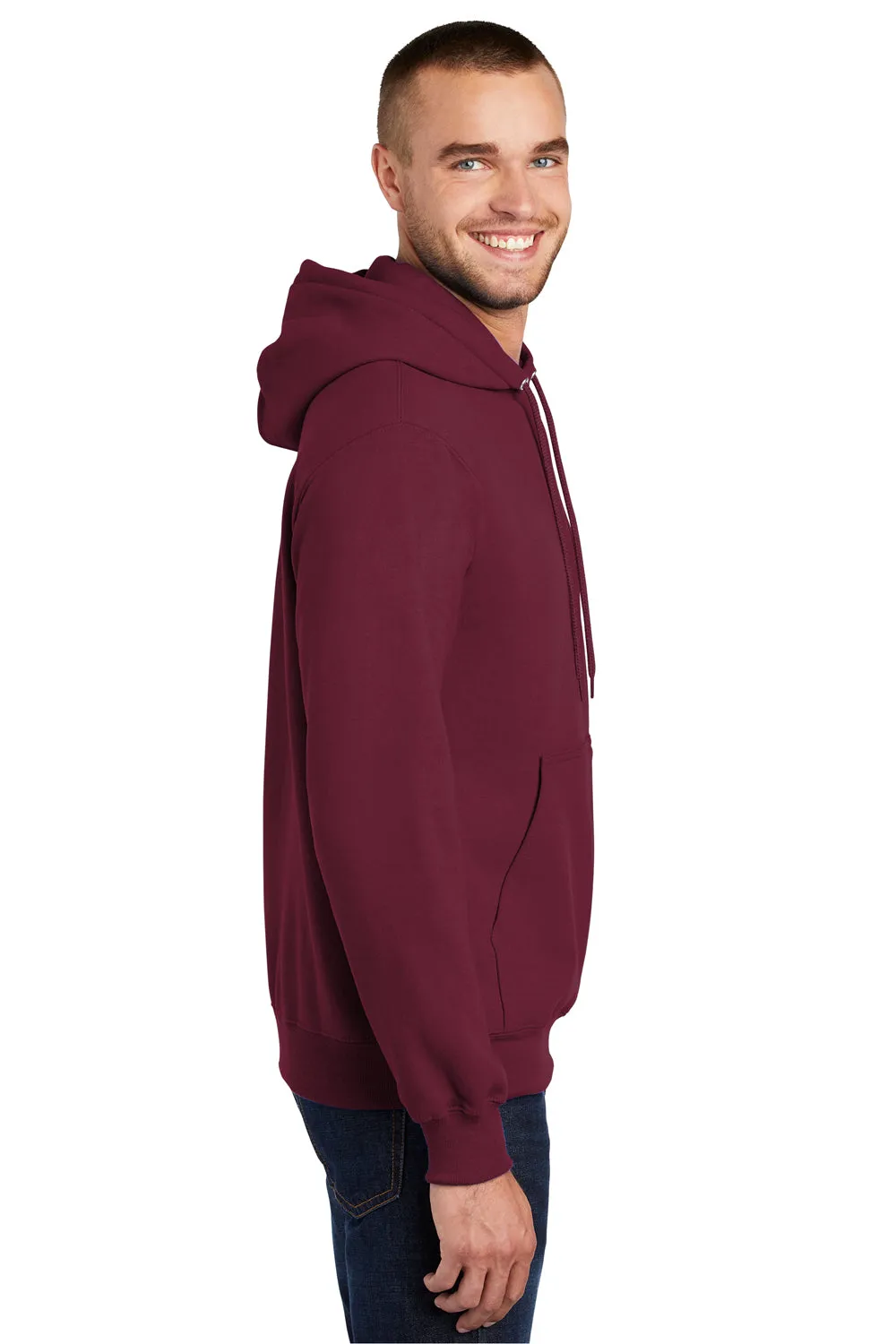 Port & Company Mens Essential Pill Resistant Fleece Hooded Sweatshirt Hoodie w/ Pouch Pocket - Cardinal Red