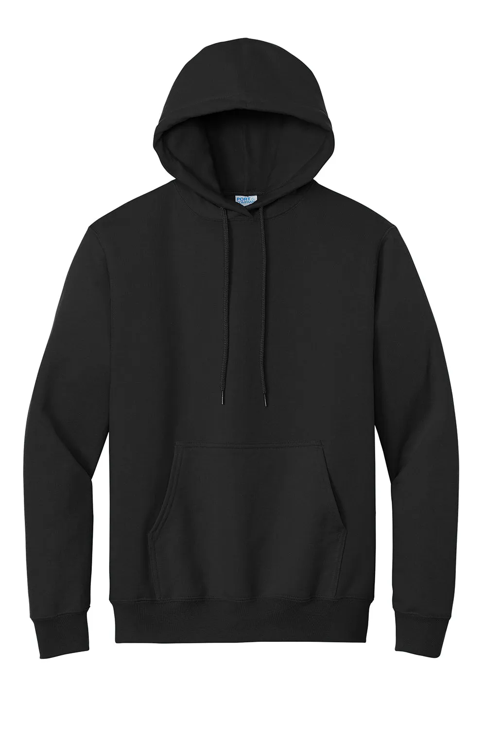 Port & Company Mens Essential Pill Resistant Fleece Hooded Sweatshirt Hoodie w/ Pouch Pocket - Jet Black