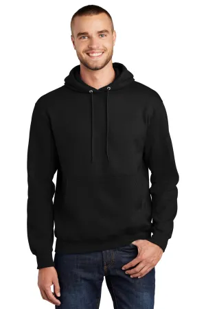 Port & Company Mens Essential Pill Resistant Fleece Hooded Sweatshirt Hoodie w/ Pouch Pocket - Jet Black