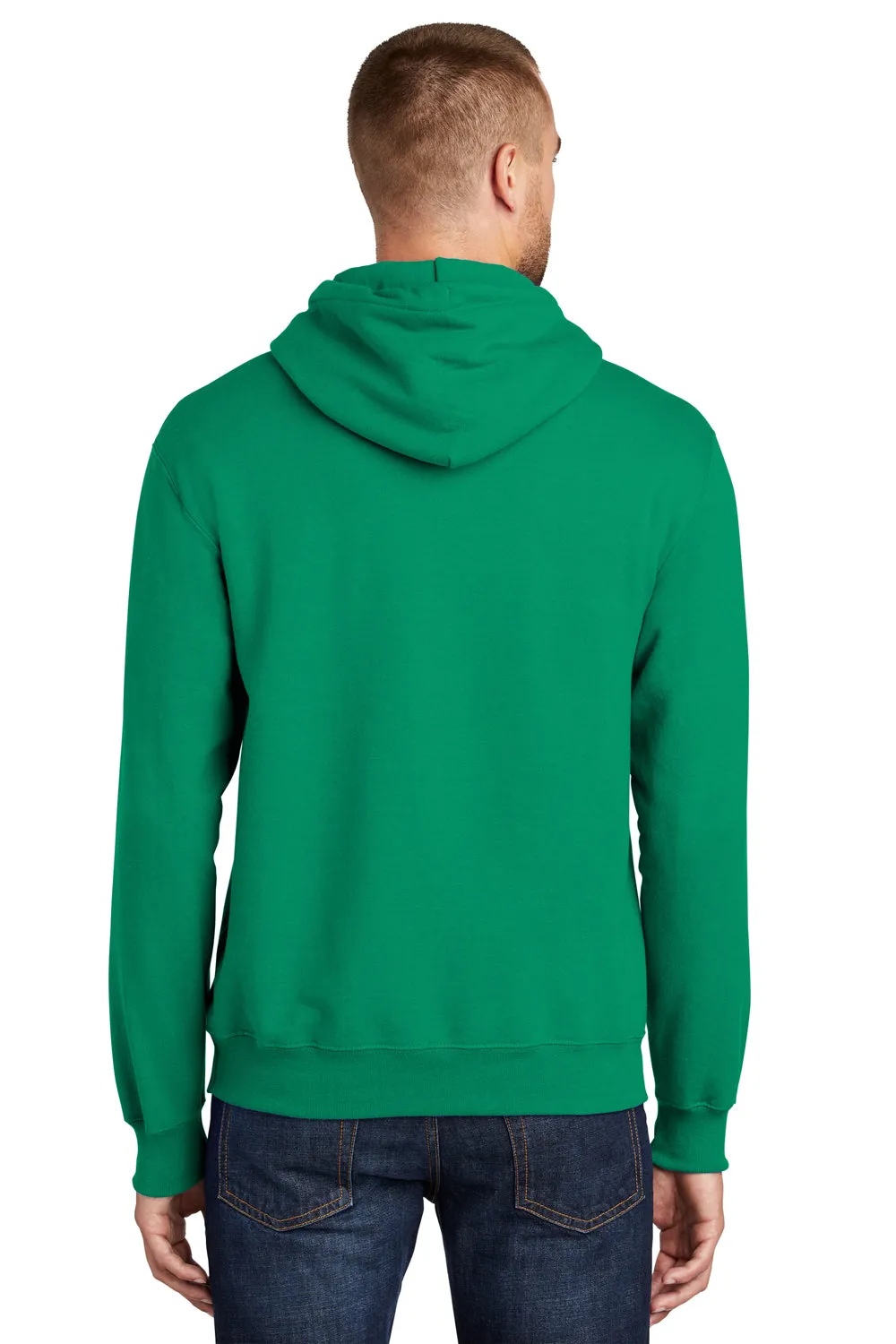Port & Company Mens Essential Pill Resistant Fleece Hooded Sweatshirt Hoodie w/ Pouch Pocket - Kelly Green