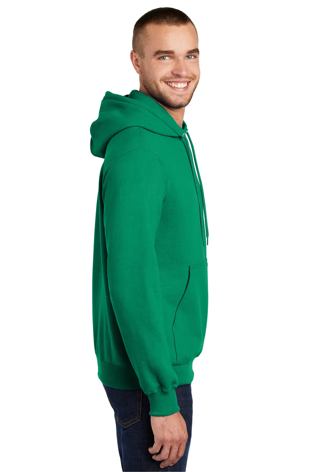 Port & Company Mens Essential Pill Resistant Fleece Hooded Sweatshirt Hoodie w/ Pouch Pocket - Kelly Green