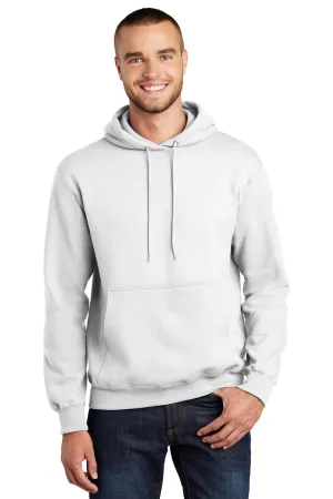 Port & Company Mens Essential Pill Resistant Fleece Hooded Sweatshirt Hoodie w/ Pouch Pocket - White