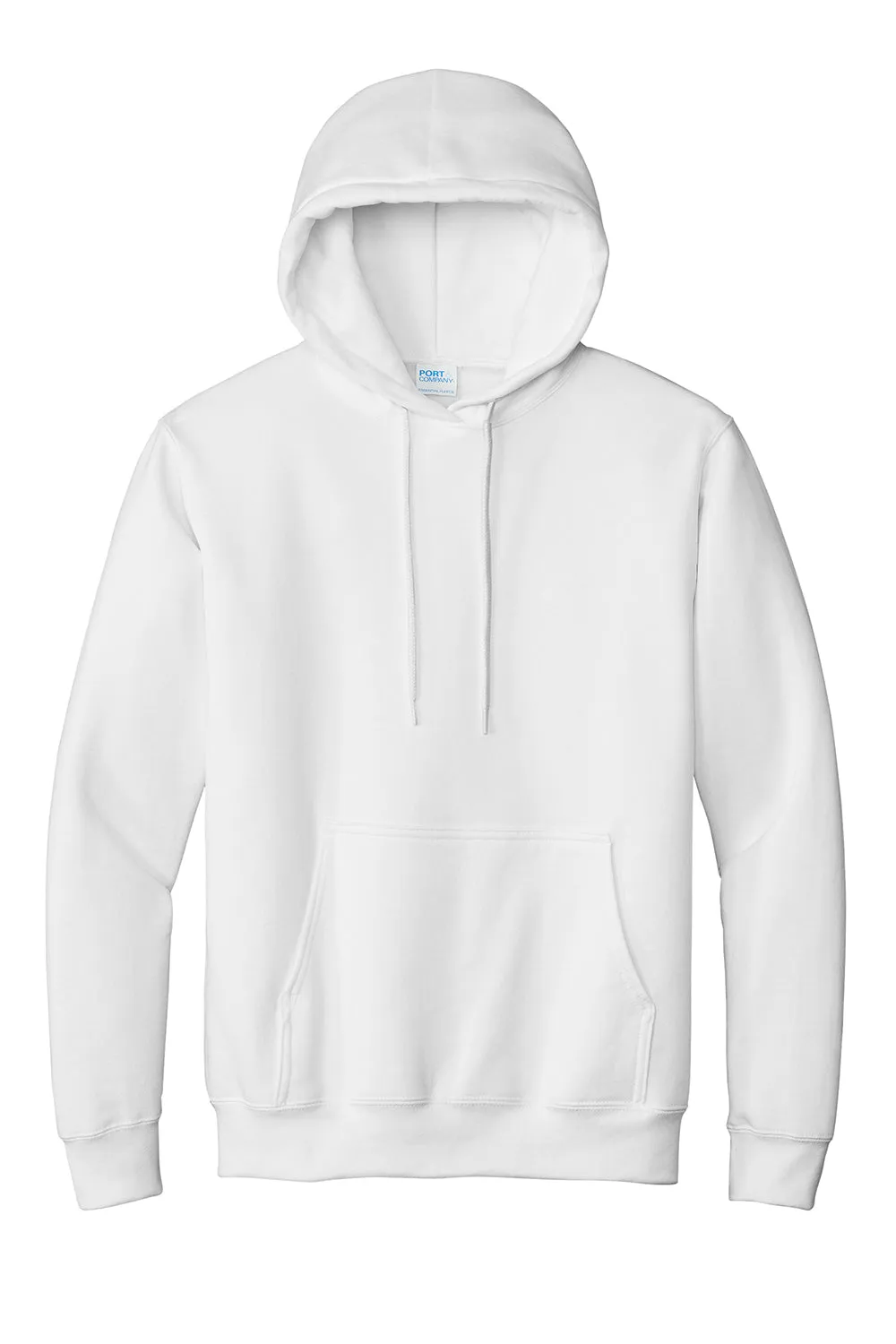 Port & Company Mens Essential Pill Resistant Fleece Hooded Sweatshirt Hoodie w/ Pouch Pocket - White