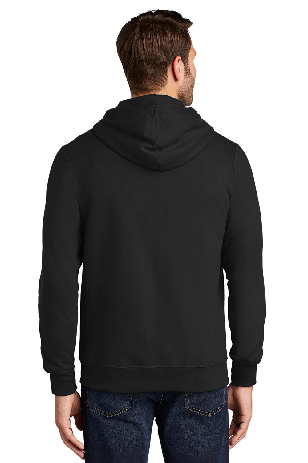 Port & Company Mens Fan Favorite Fleece Full Zip Hooded Sweatshirt Hoodie w/ Pockets - Jet Black