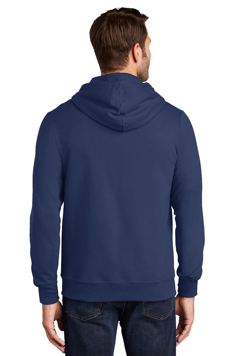 Port & Company Mens Fan Favorite Fleece Full Zip Hooded Sweatshirt Hoodie w/ Pockets - Team Navy Blue