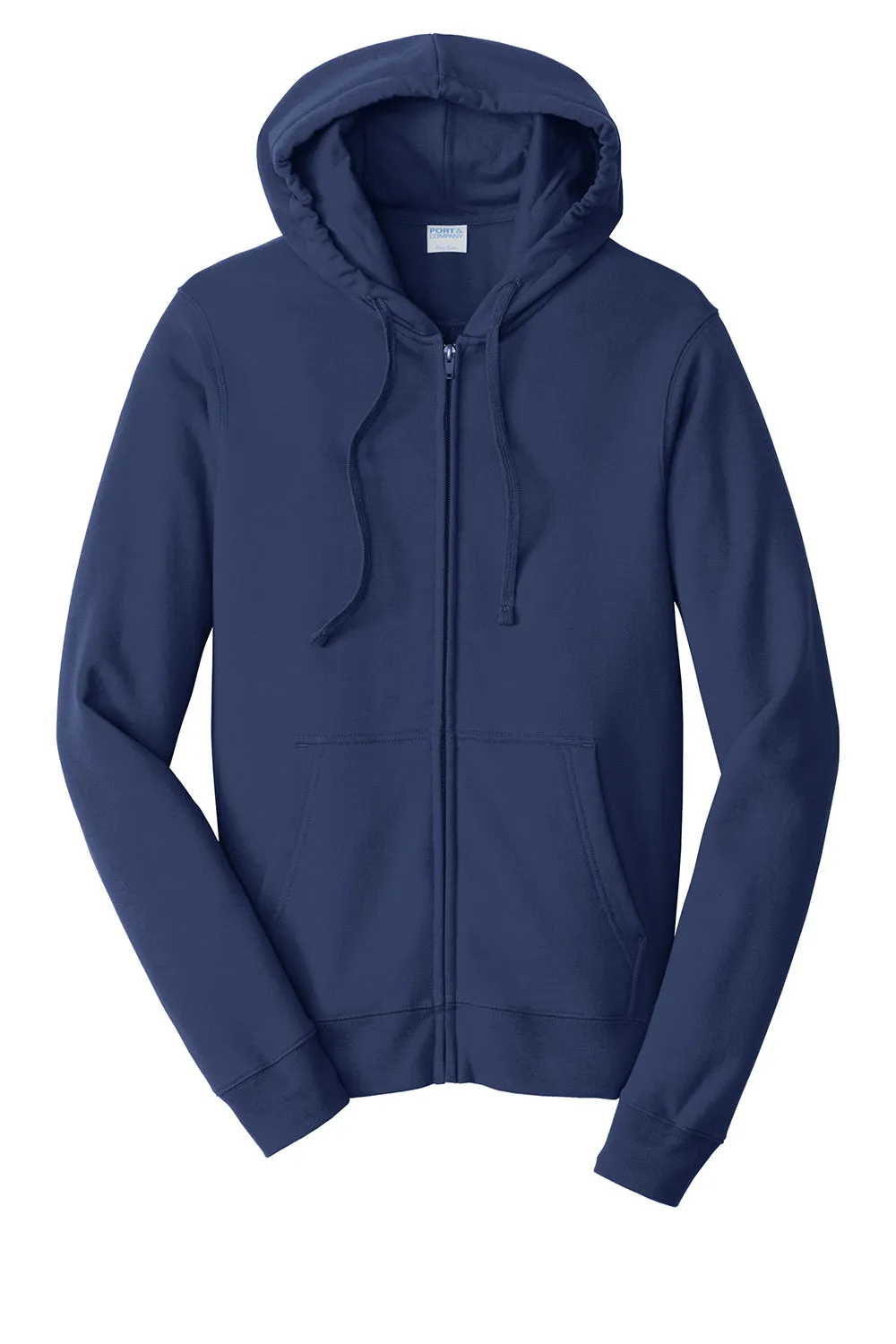 Port & Company Mens Fan Favorite Fleece Full Zip Hooded Sweatshirt Hoodie w/ Pockets - Team Navy Blue
