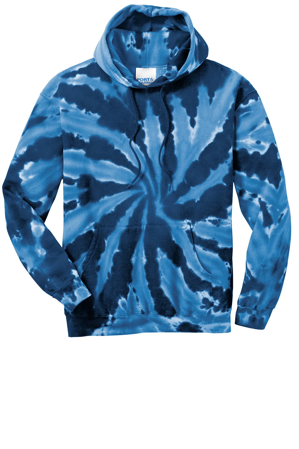 Port & Company Mens Tie-Dye Fleece Hooded Sweatshirt Hoodie w/ Pouch Pocket - Navy Blue
