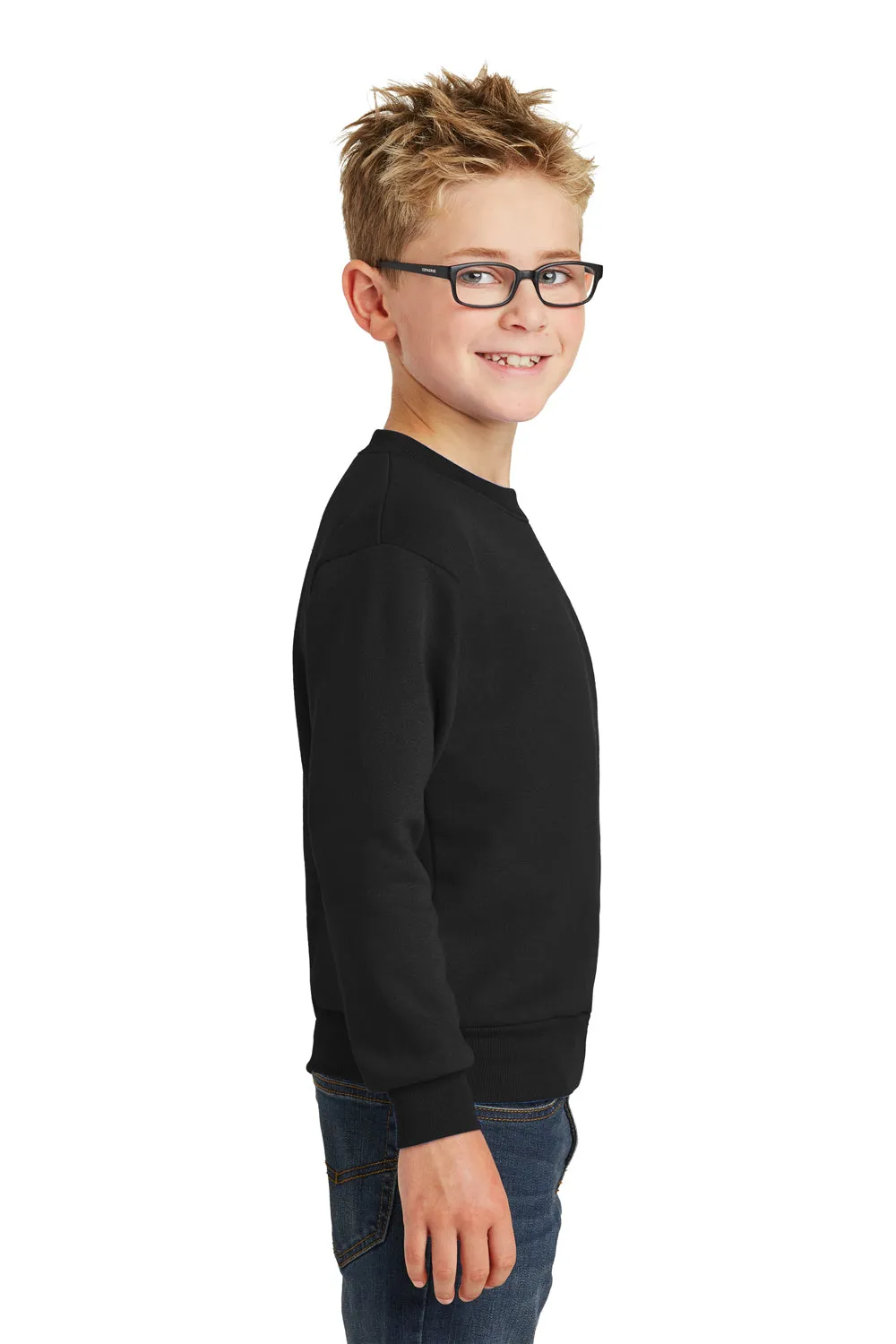 Port & Company Youth Core Pill Resistant Fleece Crewneck Sweatshirt - Jet Black