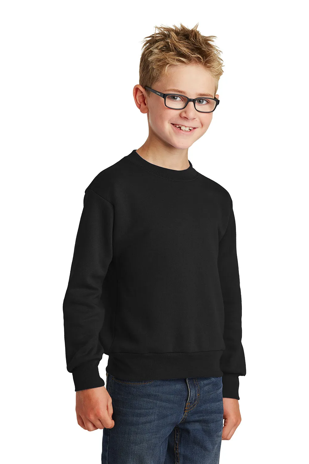 Port & Company Youth Core Pill Resistant Fleece Crewneck Sweatshirt - Jet Black