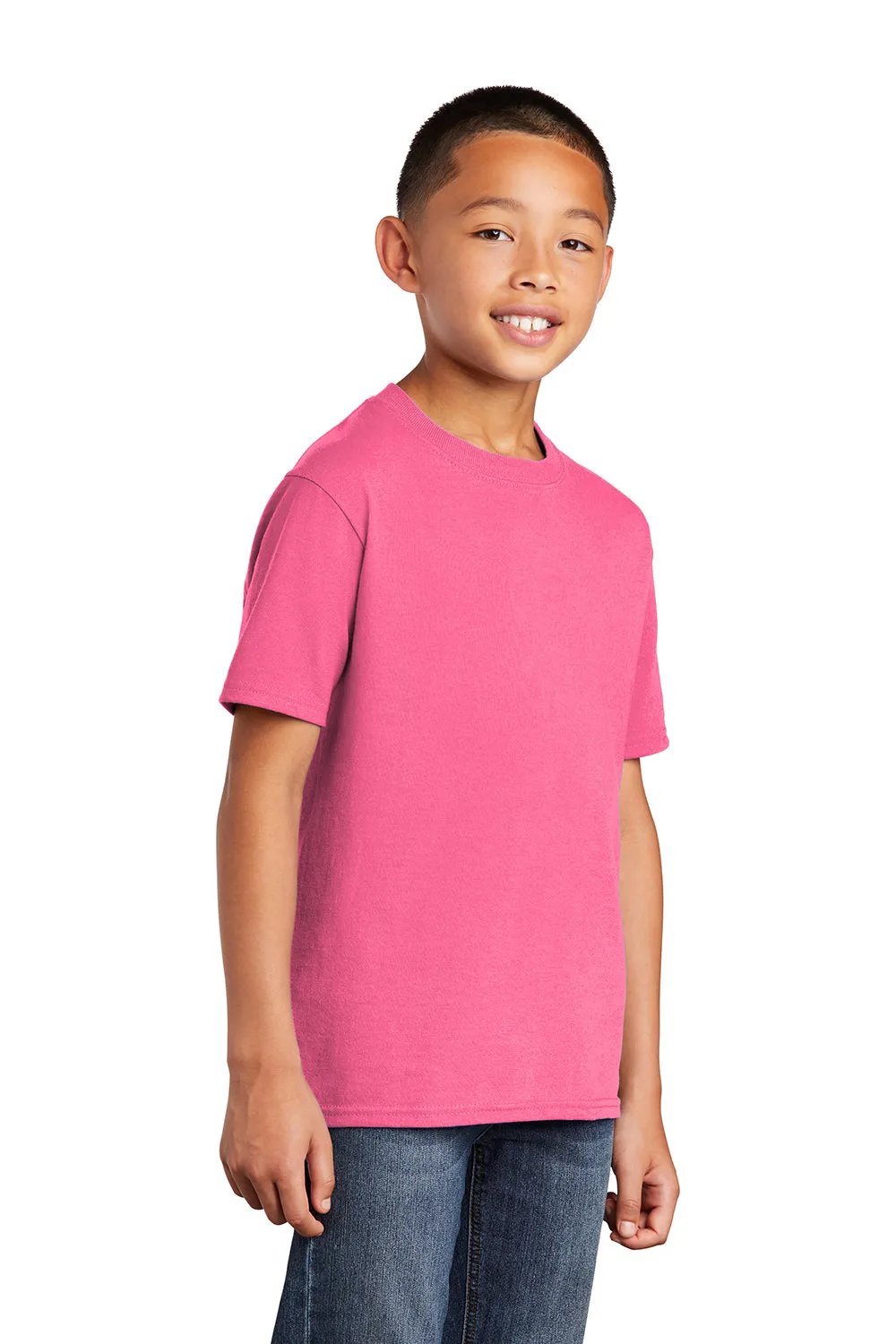 Port & Company Youth Core Short Sleeve Crewneck T-Shirt - Neon Pink