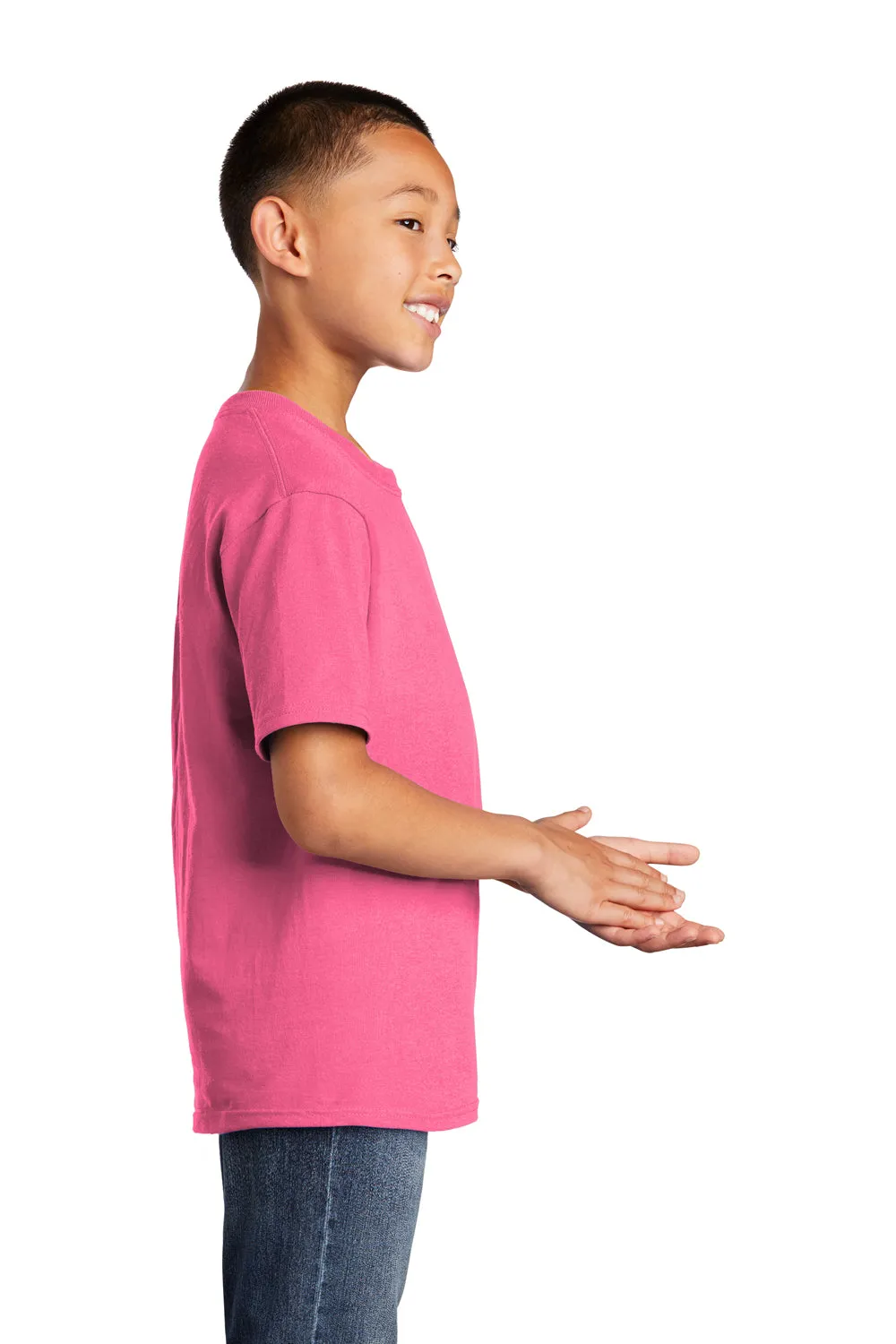 Port & Company Youth Core Short Sleeve Crewneck T-Shirt - Neon Pink