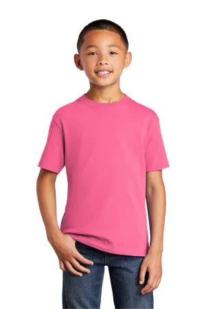 Port & Company Youth Core Short Sleeve Crewneck T-Shirt - Neon Pink