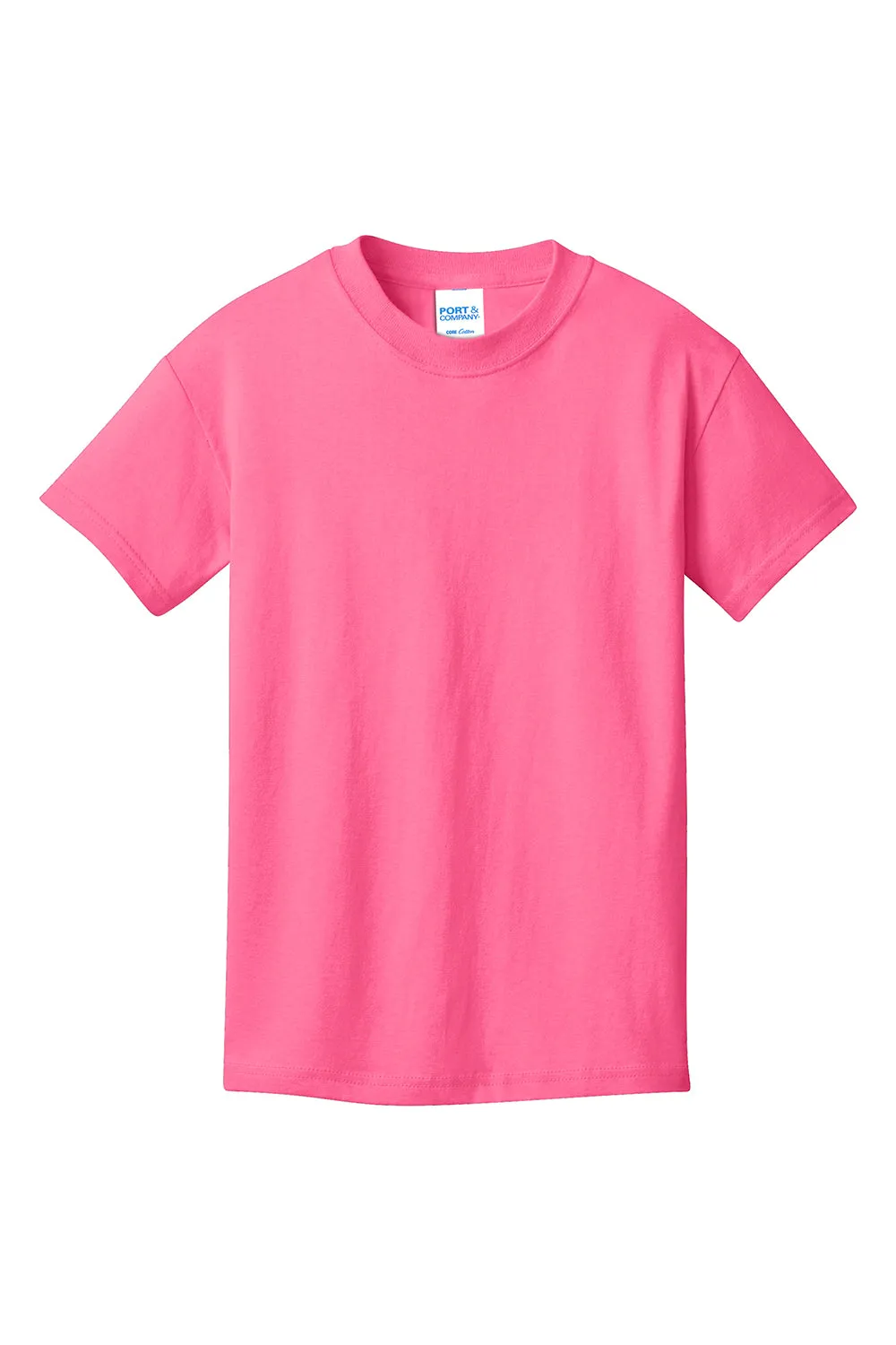 Port & Company Youth Core Short Sleeve Crewneck T-Shirt - Neon Pink