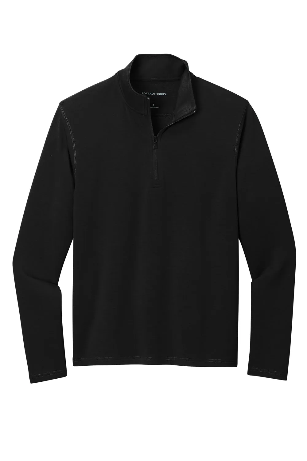 Port Authority Mens Microterry Snag Resistant 1/4 Zip Sweatshirt - Deep Black