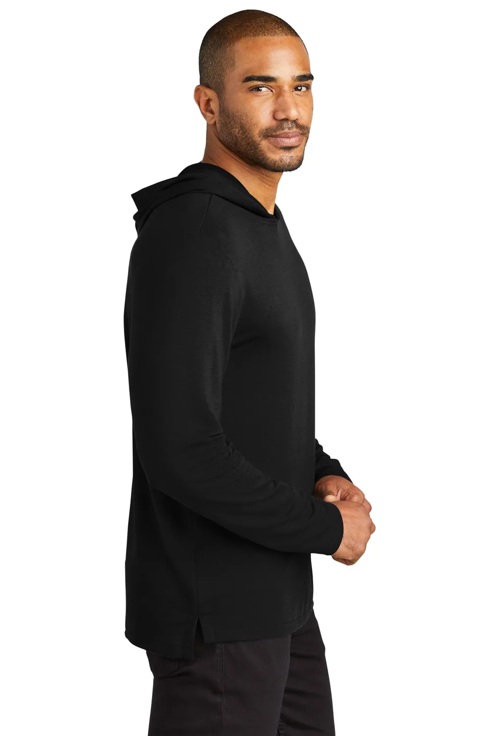 Port Authority Mens Microterry Snag Resistant Hooded Sweatshirt Hoodie - Deep Black