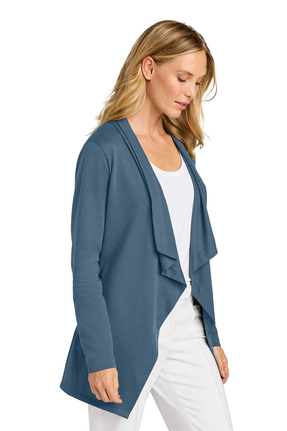 Port Authority Womens Breakwater Open Front Long Sleeve Cardigan Sweater w/ Pockets - Dusk Blue